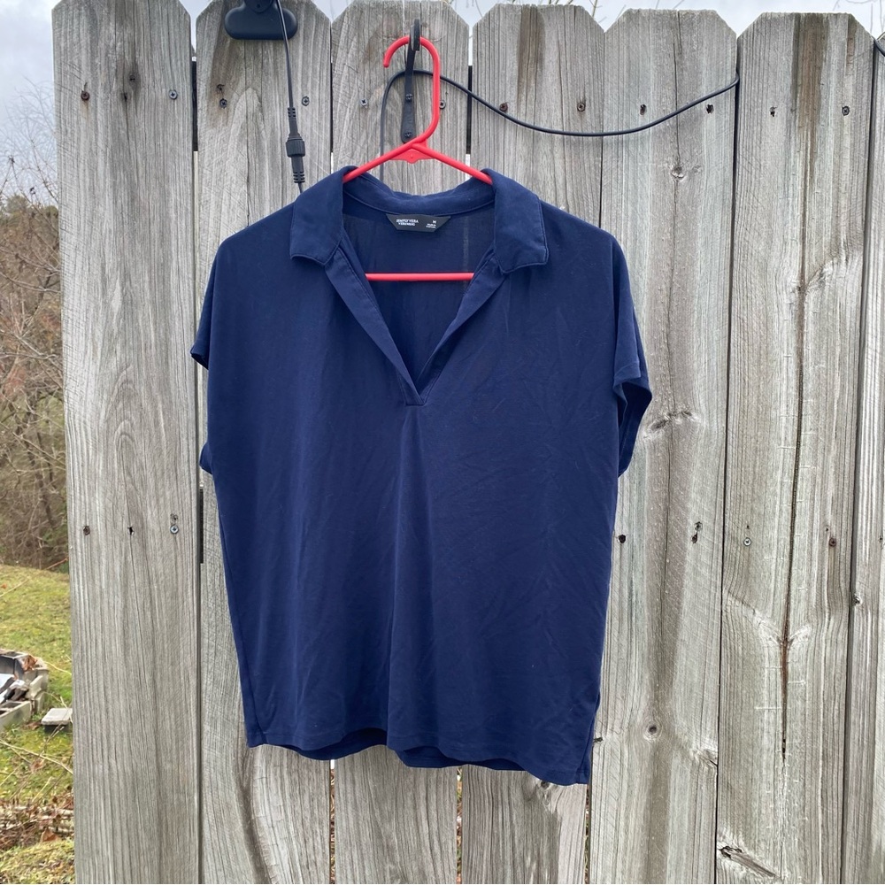Simply Vera Vera Wang Navy‎ Women's Modal Preppy Business Casual M Blouse